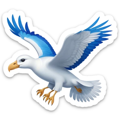 Albatross flying blue instead of black wings sticker