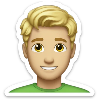 Handsome man smiling with freckles and green eyes. Short blond raid hair. sticker