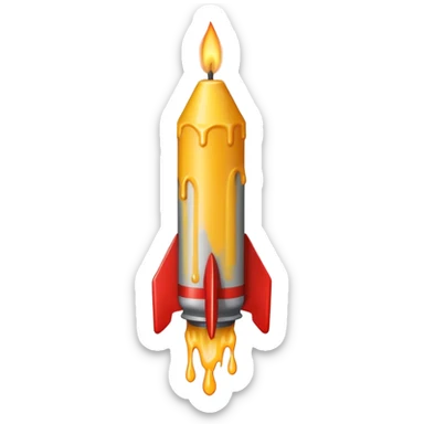 THe candle emoji on a 45* rocket sticker
