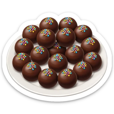 chocolate balls on plate with chocolate sprinkles sticker