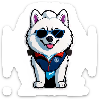 White husky wearing aviators sticker