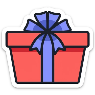 wrapped gift box with ribbon and bow sticker