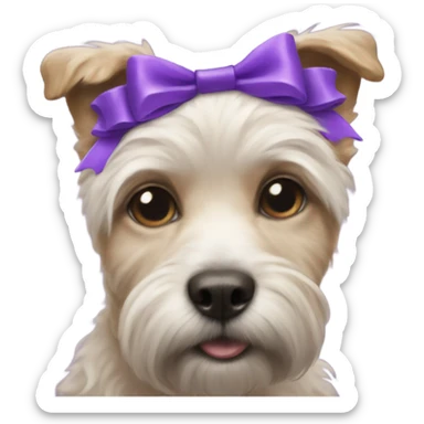 Purple bow on doodle dog sticker
