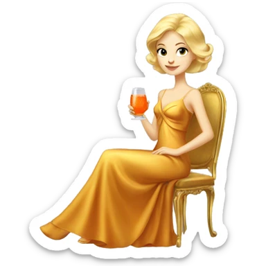 beautiful blond princess in a golden dress drinking aperol sticker