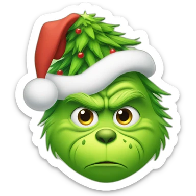 Grinch with a Christmas tree sticker