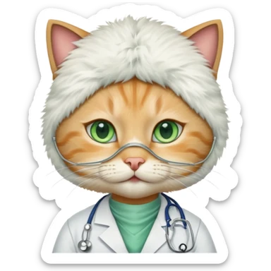 doctor cat, surgical mask sticker