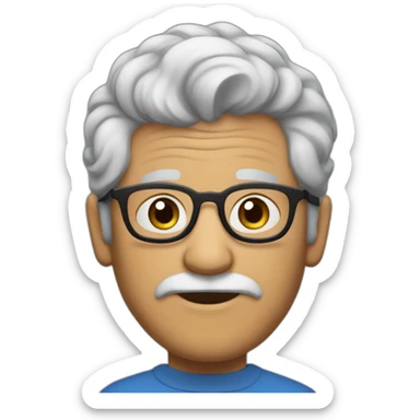Abuelo lentes azules pelo corto, cejas negras y barba corta sticker
