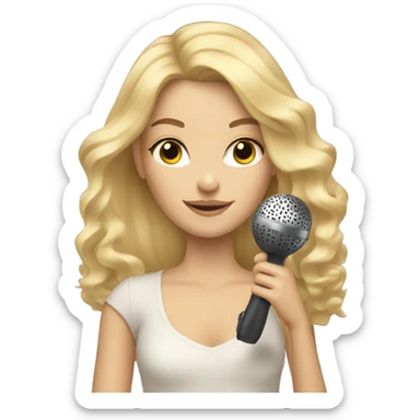 blonde girl holding a beige blow dryer sticker