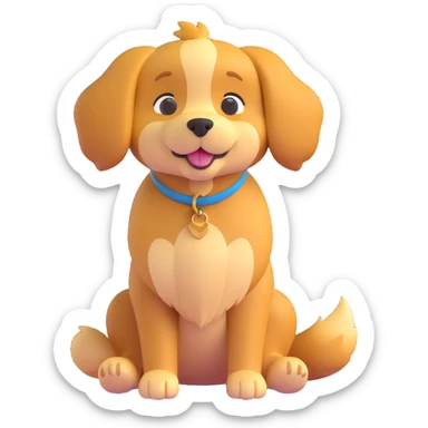 A cute cartoon dog, golden fur, friendly expression, sitting. sticker