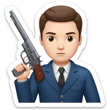 Mini man with a gun sticker