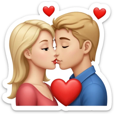 Kissing with hearts sticker