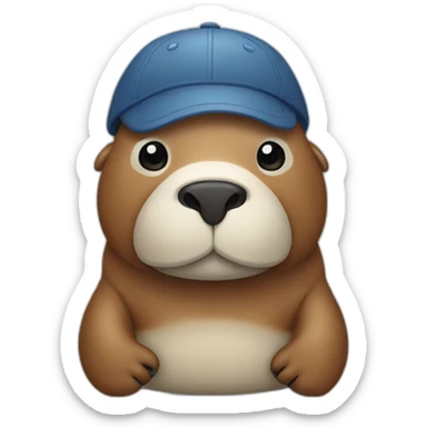 Walrus with overalls and a cap sticker
