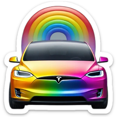 Rainbow-tesla-model-x sticker