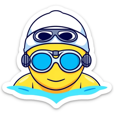 swimmer with goggles and swim cap sticker