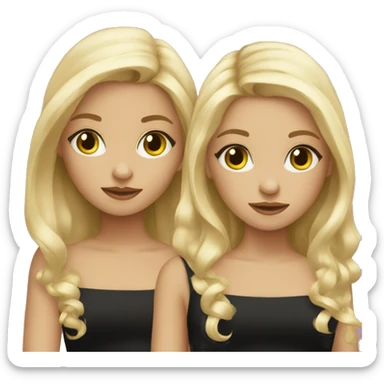 twin girls in black dresses with blond hair sticker
