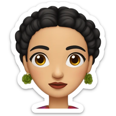 frida kahlo with black hair sticker