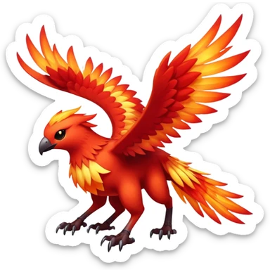 Elemental fire-flying-type magical colorful exotic animesque Pokémon-Fakémon-animal-creature sticker