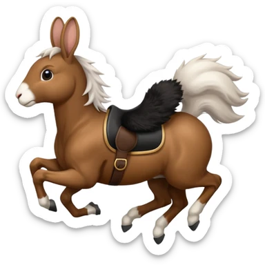 Exciting rabbit galloping on the back of horse sticker