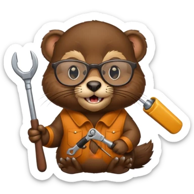 spectacled beaver with tools sticker