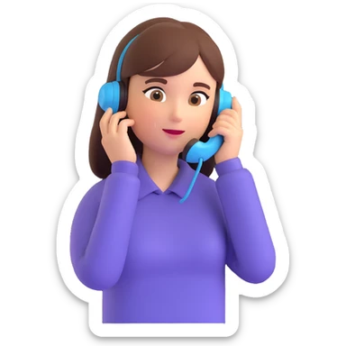 girl talking on phone bedroom background, close up pose sticker