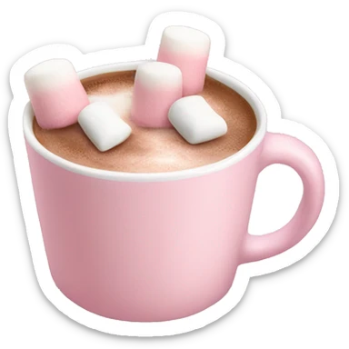 Light Pink mug of hot chocolate with marshmallows  sticker