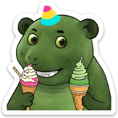 Panda eating ice cream sticker