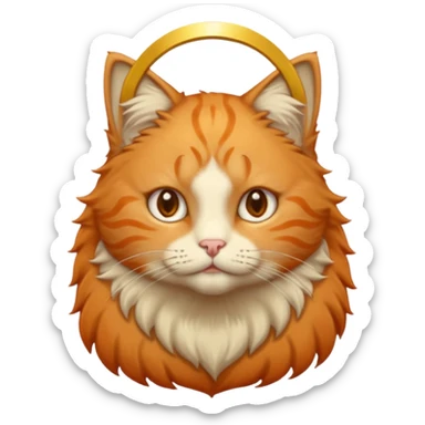 orange cat with a halo, peaceful expression sticker