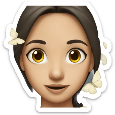 Brunette Girl with white Butterflys sticker