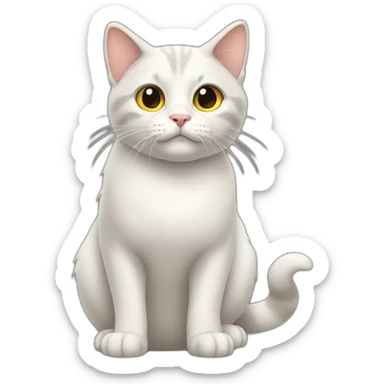 Cat looking back with a big but sticker