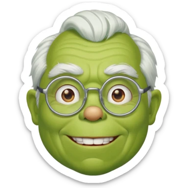 Grinch grand father with white ghair and with glasses sticker