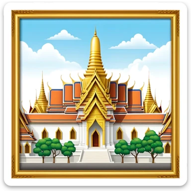 Grand Palace Bangkok Landmark Emoji – Featuring golden spires, Thai architecture, and the Emerald Buddha Temple. sticker