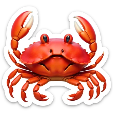 Cinematic Cute Yawning Red Crab Portrait Emoji, Head tilted slightly with a dramatic, wide-open yawn, showcasing a vivid, scarlet exoskeleton with softly drooping antennae and eyes half-closed in drowsy contentment, Simplified yet irresistibly adorable features, highly detailed, glowing with a soft, cozy oceanic glow, high shine, relaxed yet expressive, stylized with a dash of whimsical seaside charm, soft glowing outline, capturing the essence of a drowsy yet affectionate red crab that appears ready to scuttle out for a nap! sticker