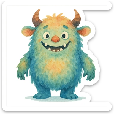 watercolor style monster sticker