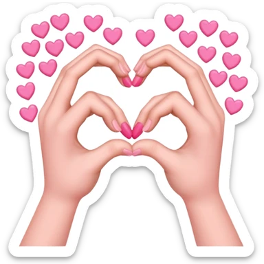 heart hands with pink hearts sticker