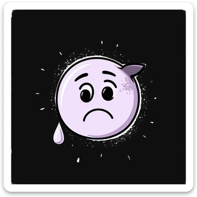 sad face with single tear emoji, hand-drawn chalk style, soft lilac color palette, rough doodle-like texture, looks like pastel chalk on a dark surface, aesthetic and emotional, suitable for Telegram channel sticker