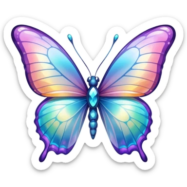 Transparent Shiny Glossy Pastel Gradient Hue Iridescent Crystal Butterfly sticker