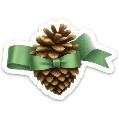 pine cone with Sage light green ribbon sticker