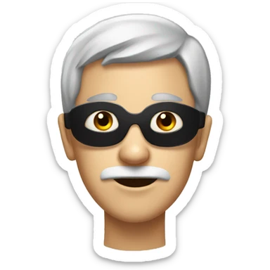 grey haired boy with black eye patch portrait sticker