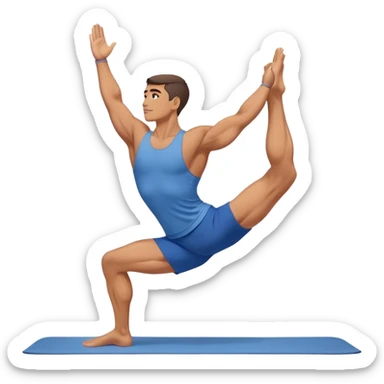 buff man with blue short Crescent Lunge yoga sticker
