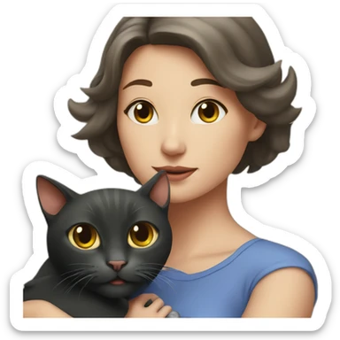cat between woman sticker