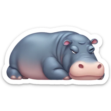 sleepy fat hippo sticker