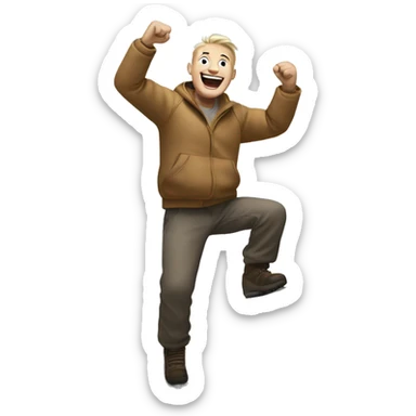 white-skinned man rejoices on the top of the mountain sticker