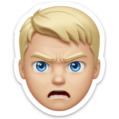 blonde blue eyed angry boy sticker