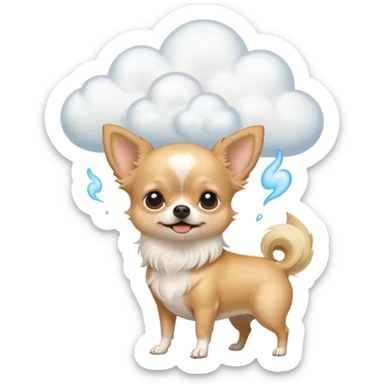Blonde long hair chihuahua with fart cloud sticker