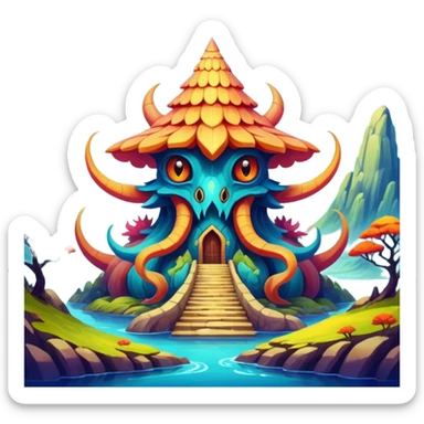  Epic painted artistic abstract complex detailed aesthetic-Fakémon-creature-scenery sticker