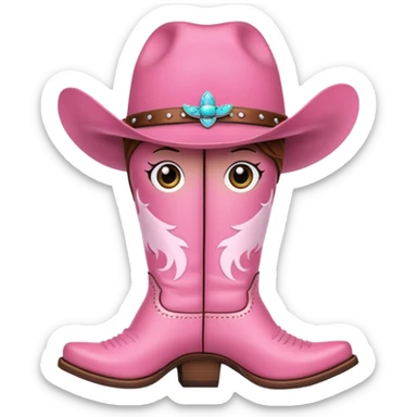pink cowgirl hat and pink cowgirl boots sticker