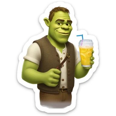 super preppy shrek whit a drink sticker