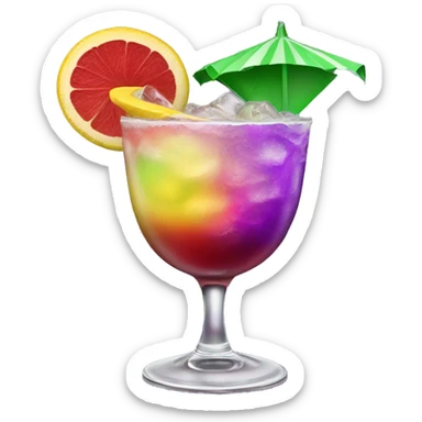 Realistic new orleans purple green red yellow pink hurricane cocktail drink sticker