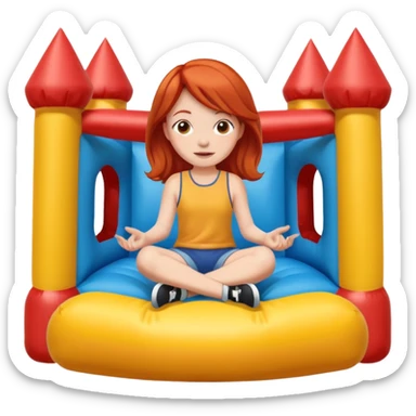 redhead girl-sitting-in-bouncy-house sticker