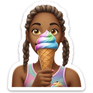 realistic portrait of girl ice cream  sticker